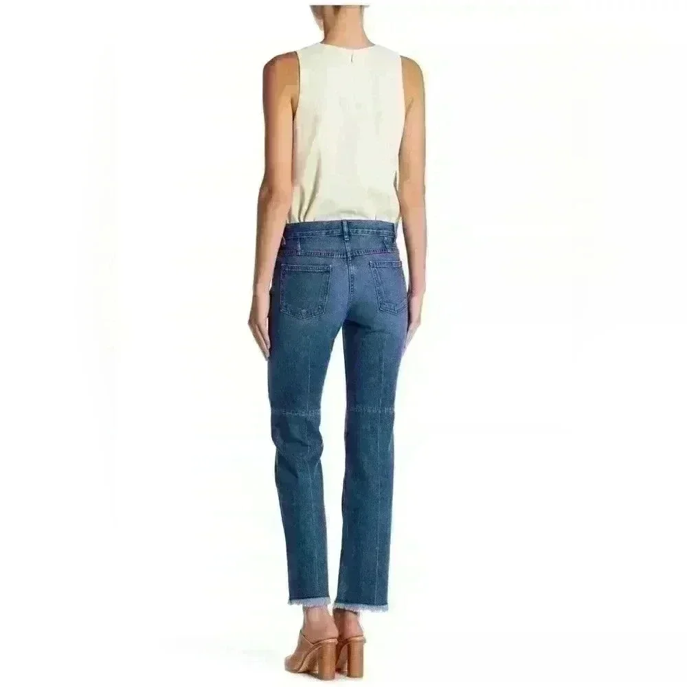 P7002 theory raw hemmed straight  legged medium wash jeans size 28 - Picture 2 of 8